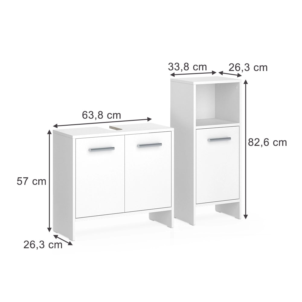 Vicco Set di mobili da bagno Bianco 2 parti