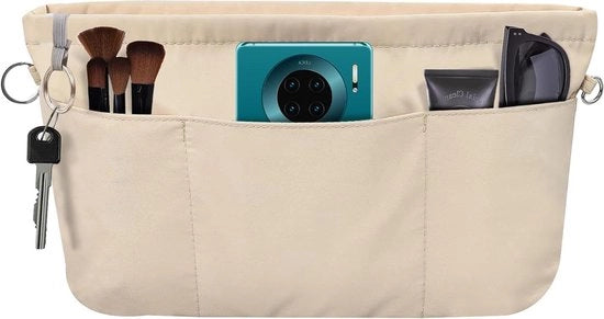 Organizzatore di borsa a mano - 13 cassette - nylon - beige