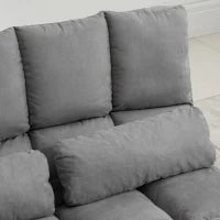 Poltrona Convertibile in Letto, Materasso Supplementare Pieghevole, Inclinazione dello Schienale Regolabile in 14 Posizioni, 2 Cuscini Inclusi, Poliestere Effetto Scamosciato, Grigio