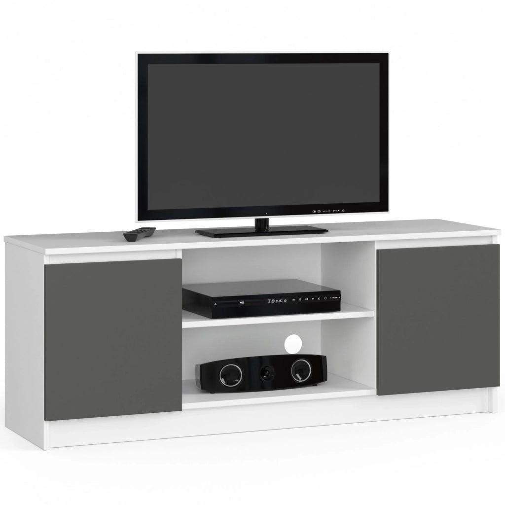 Mobile TV AKORD Bianco 140 cm 2 ante inserto frontale Grigio Grafite 140x40x55 cm