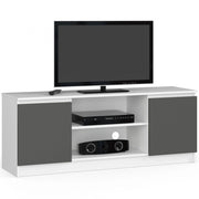 Mobile TV AKORD Bianco 140 cm 2 ante inserto frontale Grigio Grafite 140x40x55 cm