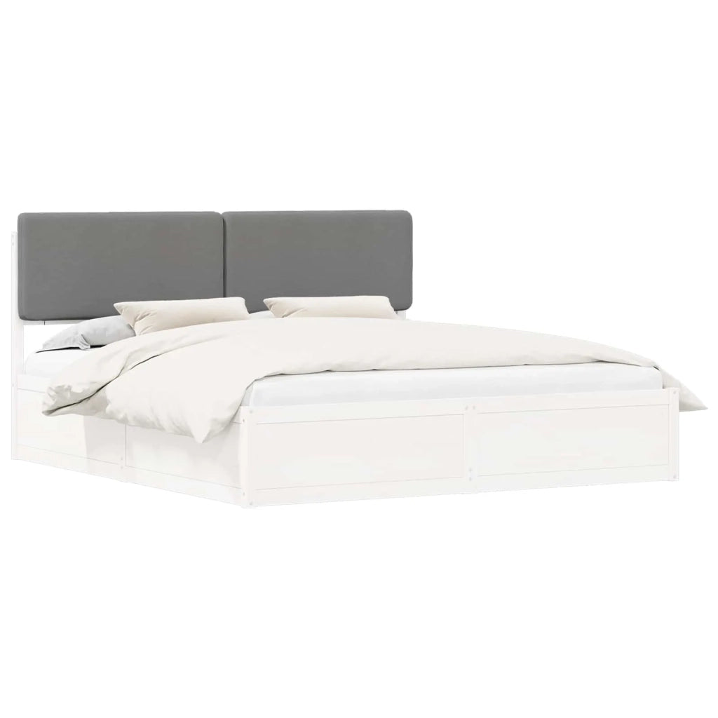 Letto con Testiera Rivestita Grigio chiaro 200 x 200 cm