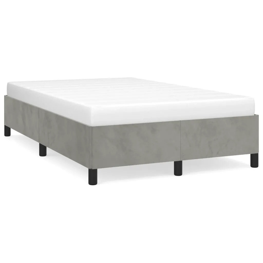Letto matrimoniale | Letto per adulti | Giroletto senza Materasso Grigio Chiaro 120x190 cm Velluto