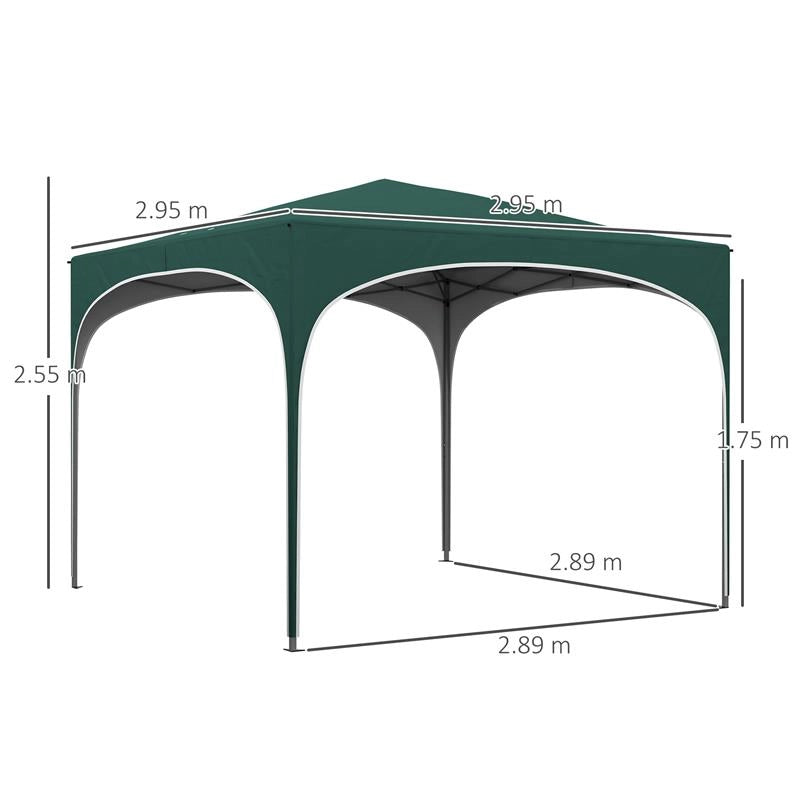 GAZEBO DA GIARDINO AD ALTEZZA REGOLABILE CON FORI DI DRENAGGIO E BORSA DA TRASPORTO, IN METALLO, VERDE