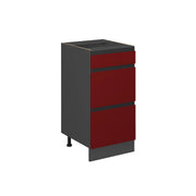 Vicco Mobiletto base per cucina Rosso 40 cm Forma a J, con cassetti, senza piano di lavoro