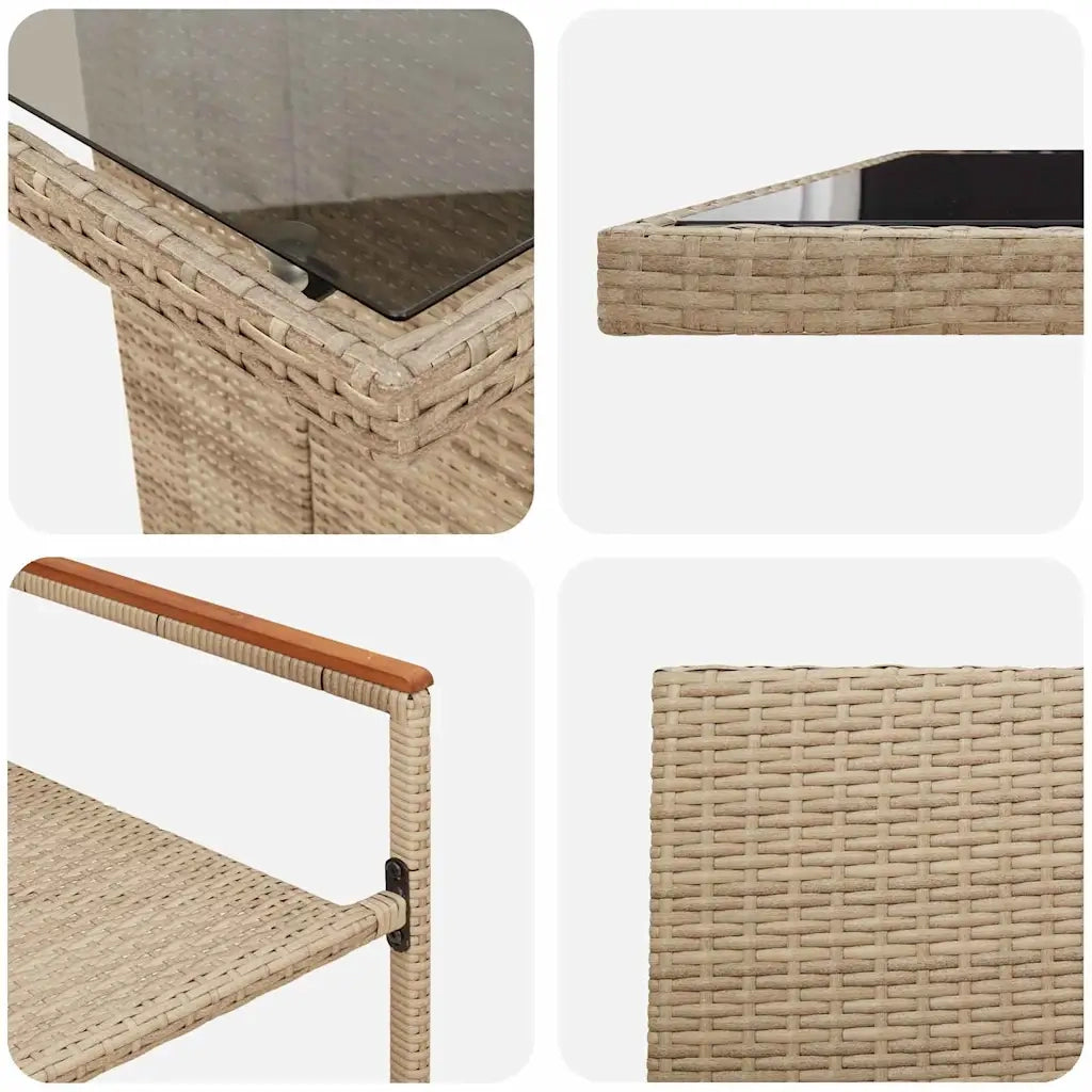 Set da Pranzo per Giardino 11 pcs Beige polyrattan 3365419