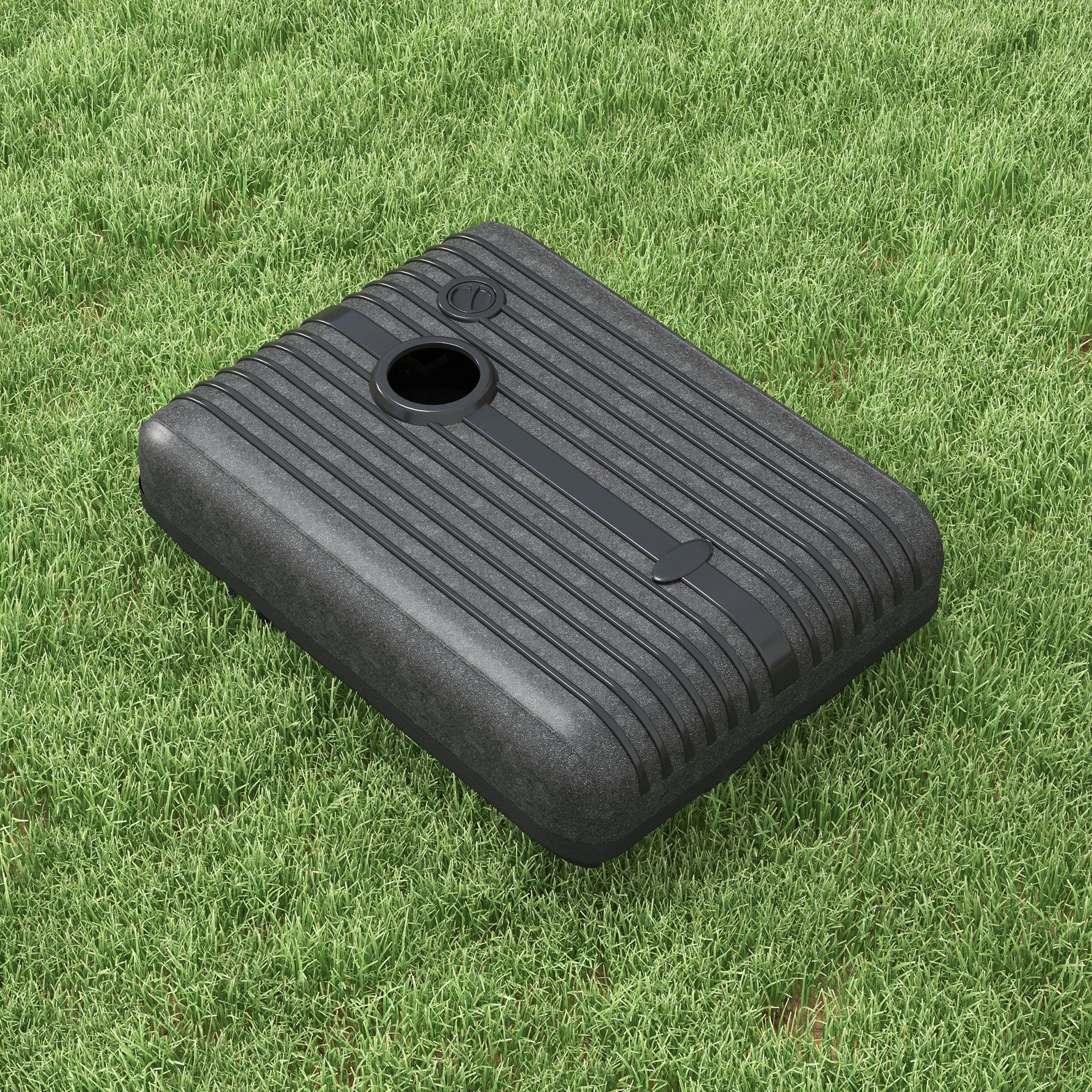 Base per Ombrellone Rettangolare 80x60x19 cm Riempibile con Acqua e Sabbia 70-90 kg in HDPE Nero