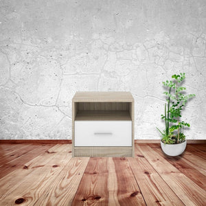 Set 2 Comodino 49,5x33,5x42 cm Nepo rovere sonoma bianco
