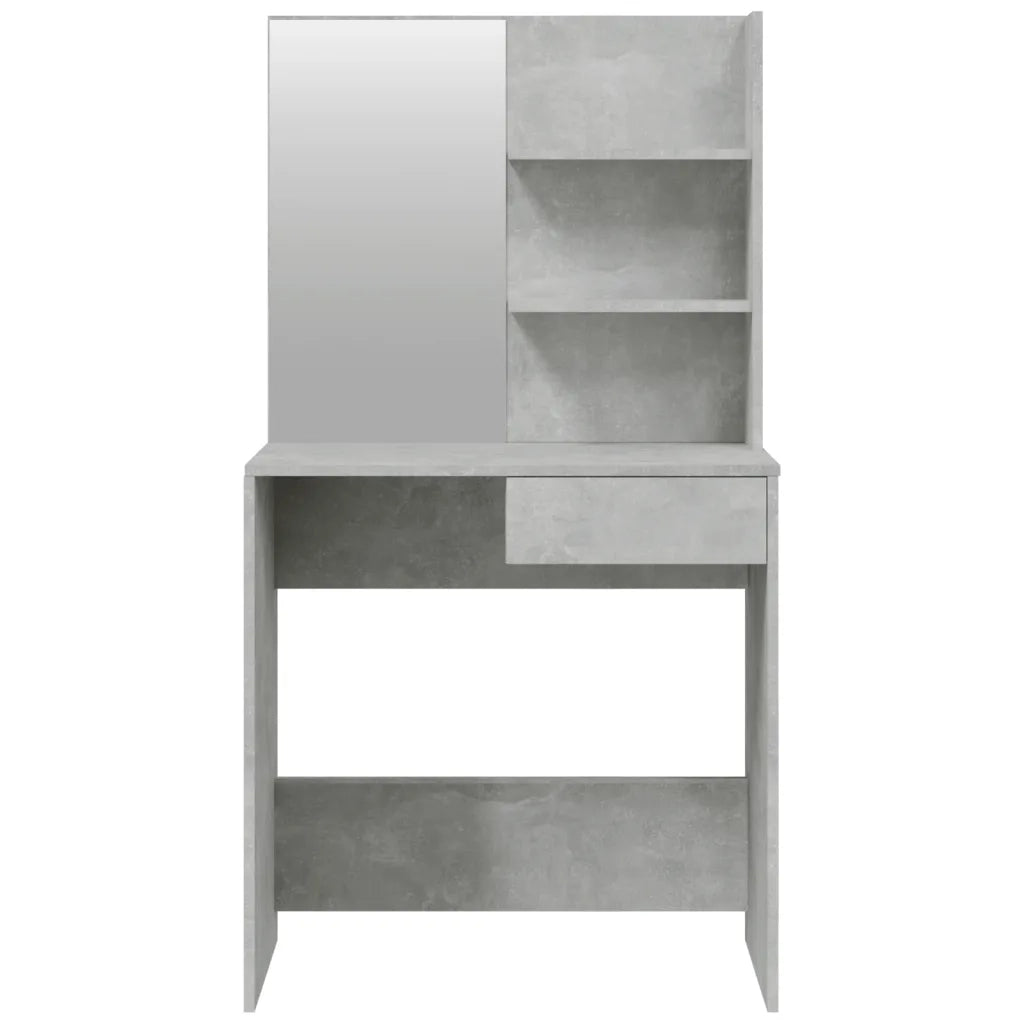 Toeletta con Specchio-Com¨°-Tavolo da trucco Grigio Cemento 74,5x40x141 cm