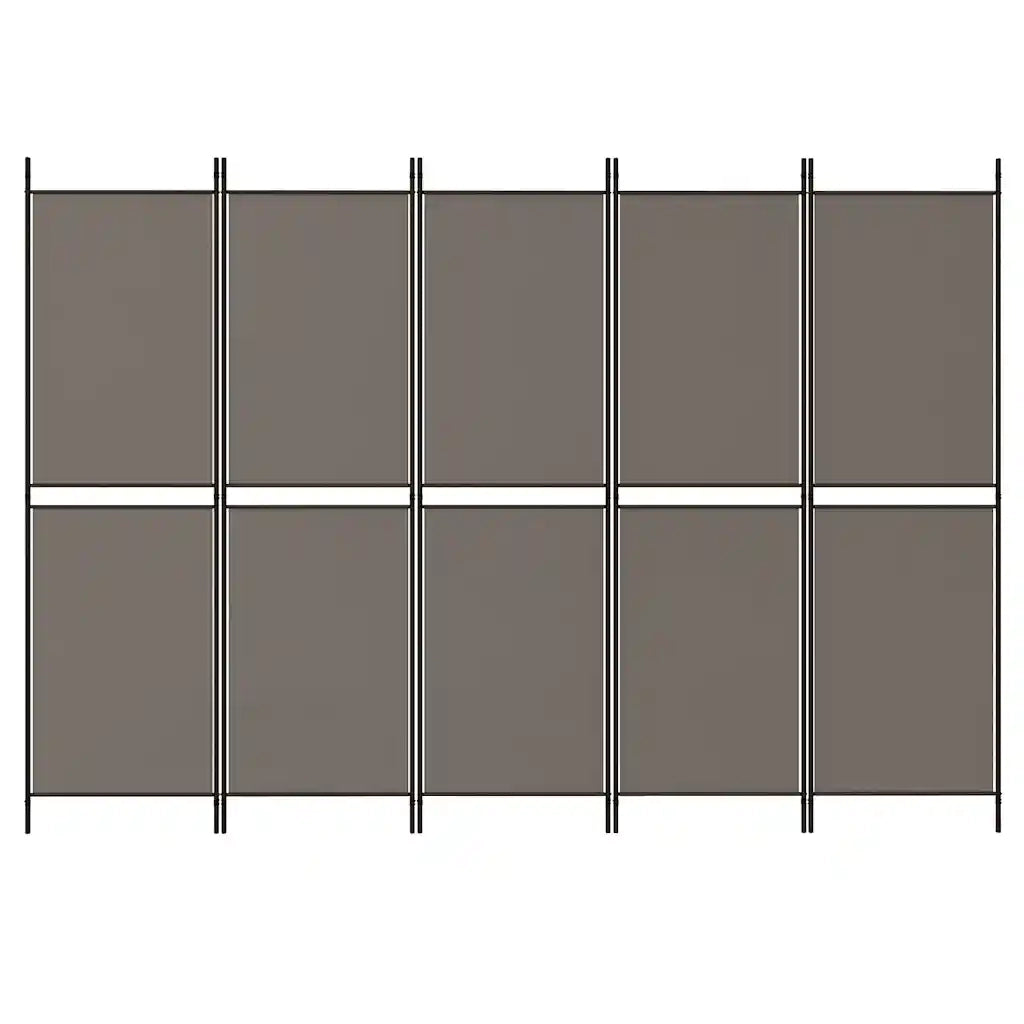 Divisorio a 5 Pannelli Antracite 250x200 cm Tessuto cod mxl 62785