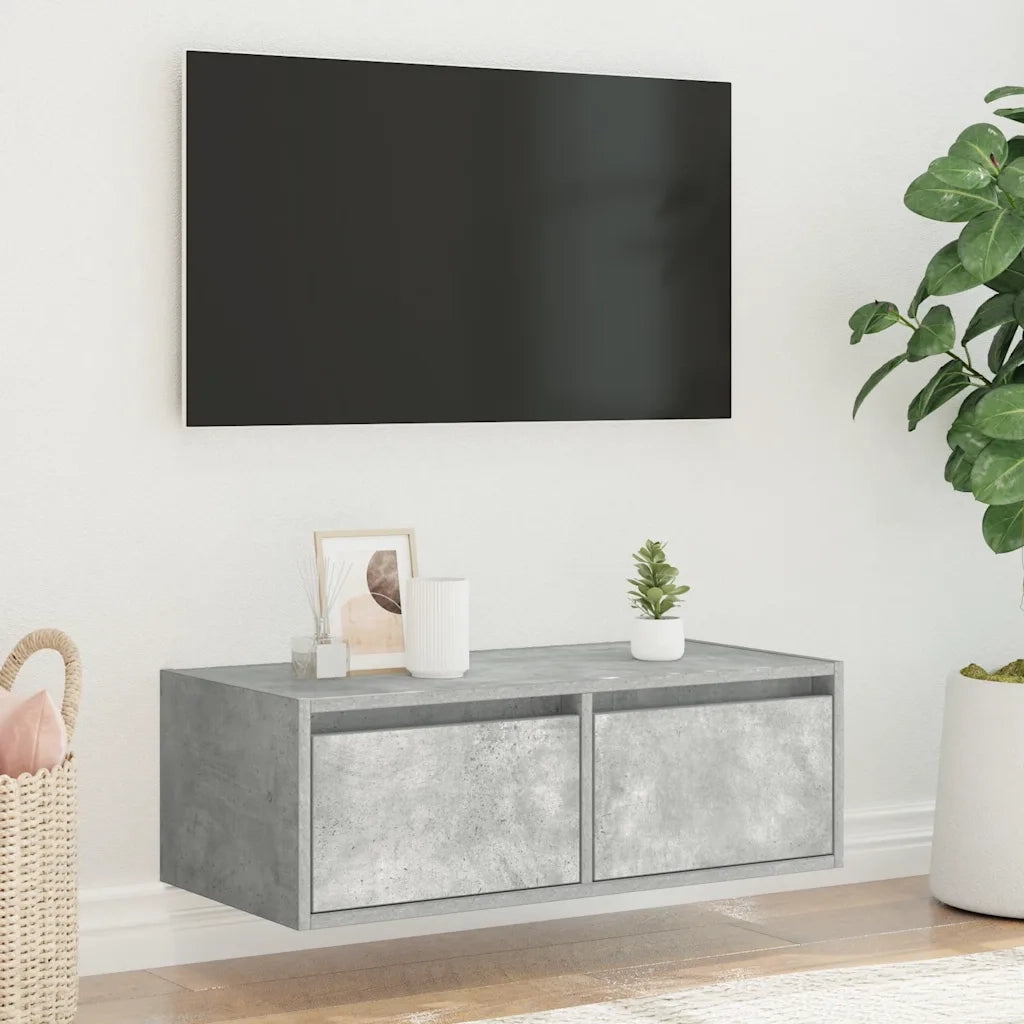 Mobile Porta TV con Luci LED Grigio Cemento 75x35,5x25 cm