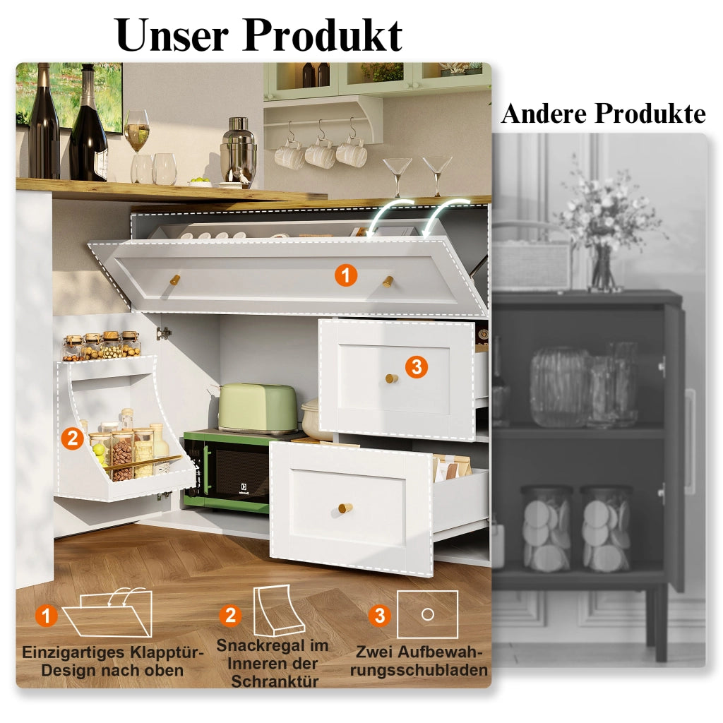 TAVOLO BAR ESTENSIBILE CON RIPIANO SNACK 138-204x39x105 cm Bianco MDF e metallo