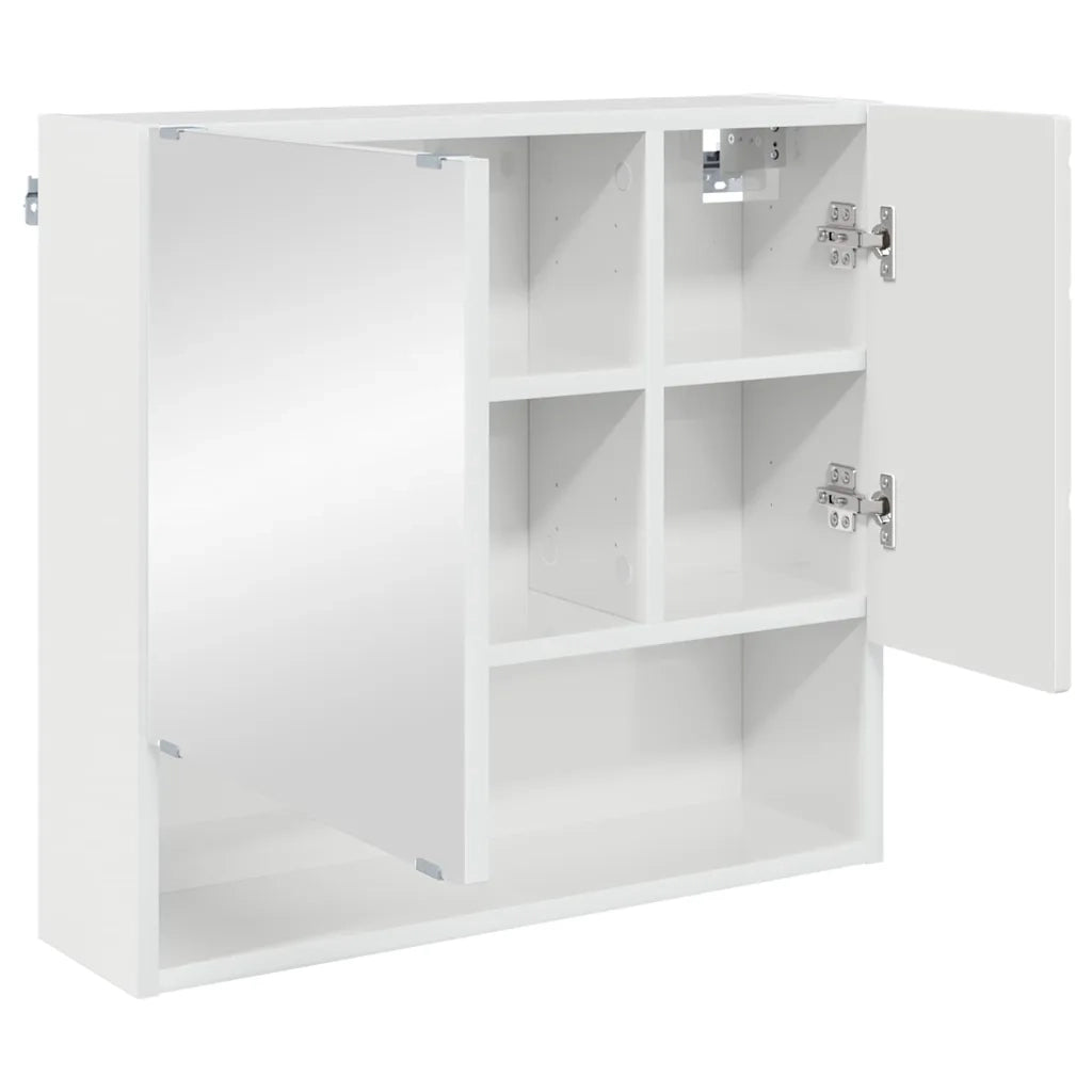 Mobiletto per specchio con porta Bianco Lucido 59 x 17 x 55 cm