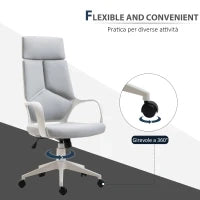 Sedia da Ufficio con Funzione Dondolo, Poltrona Presidenziale in Tessuto Altezza Regolabile e Seduta Girevole, 63x63x117-127 cm, Grigio