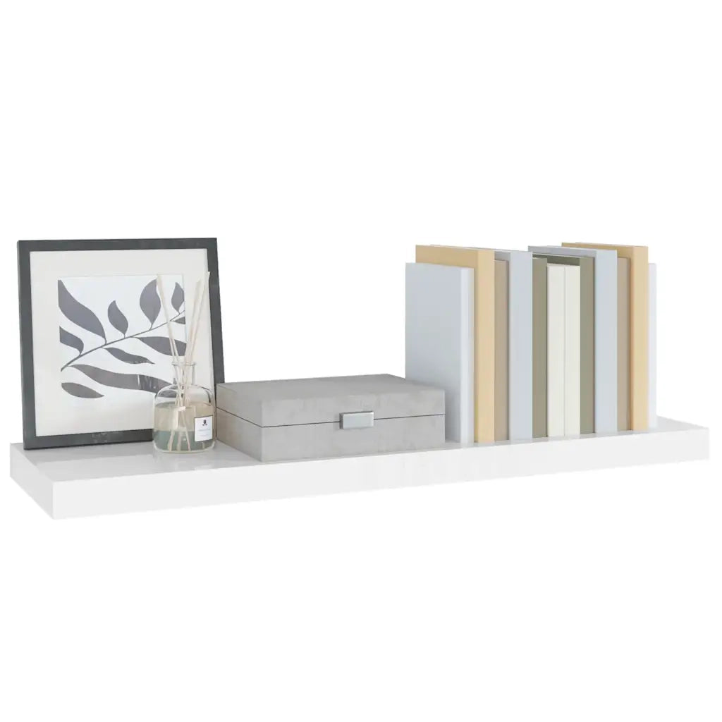 Scaffale a Parete Bianco Lucido 80x23,5x3,8 cm in MDF cod mxl 33219