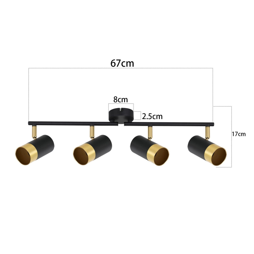ZMH Faretto da soffitto 4 fiamme GU10 nero oro moderni per soggiorno