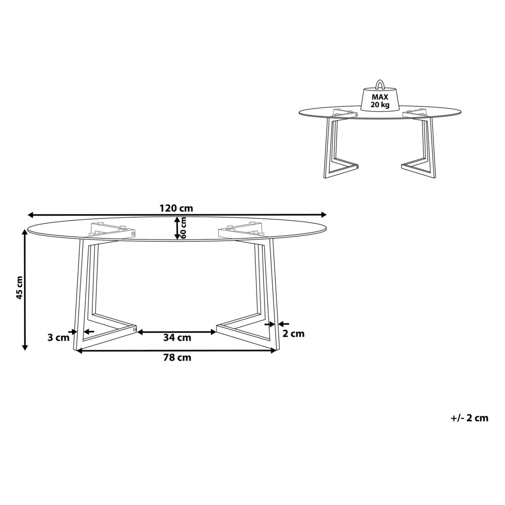 Tavolino da caffè in vetro argento 120 x 60 cm con gambe in metallo moderno