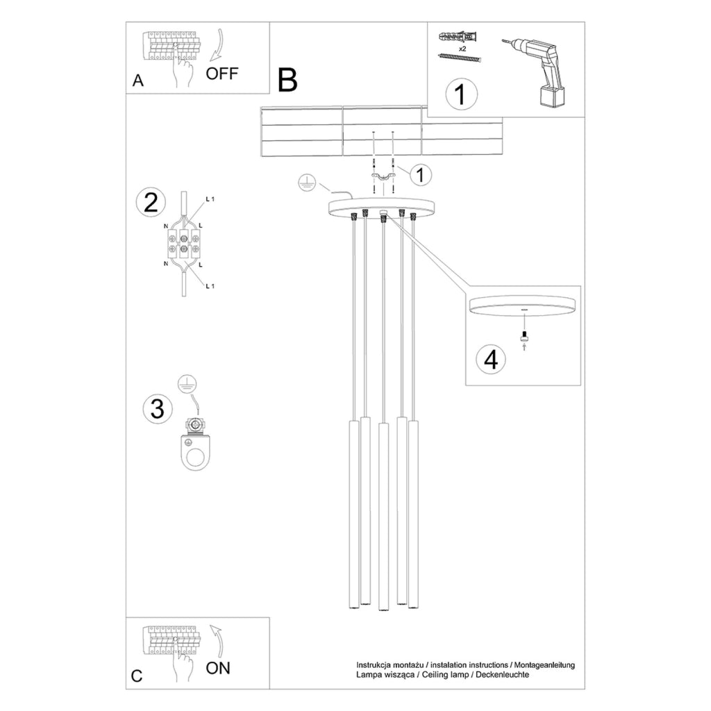 Lampada da soffitto in acciaio dorato a 5 luci verde oceano PATELO, design moderno