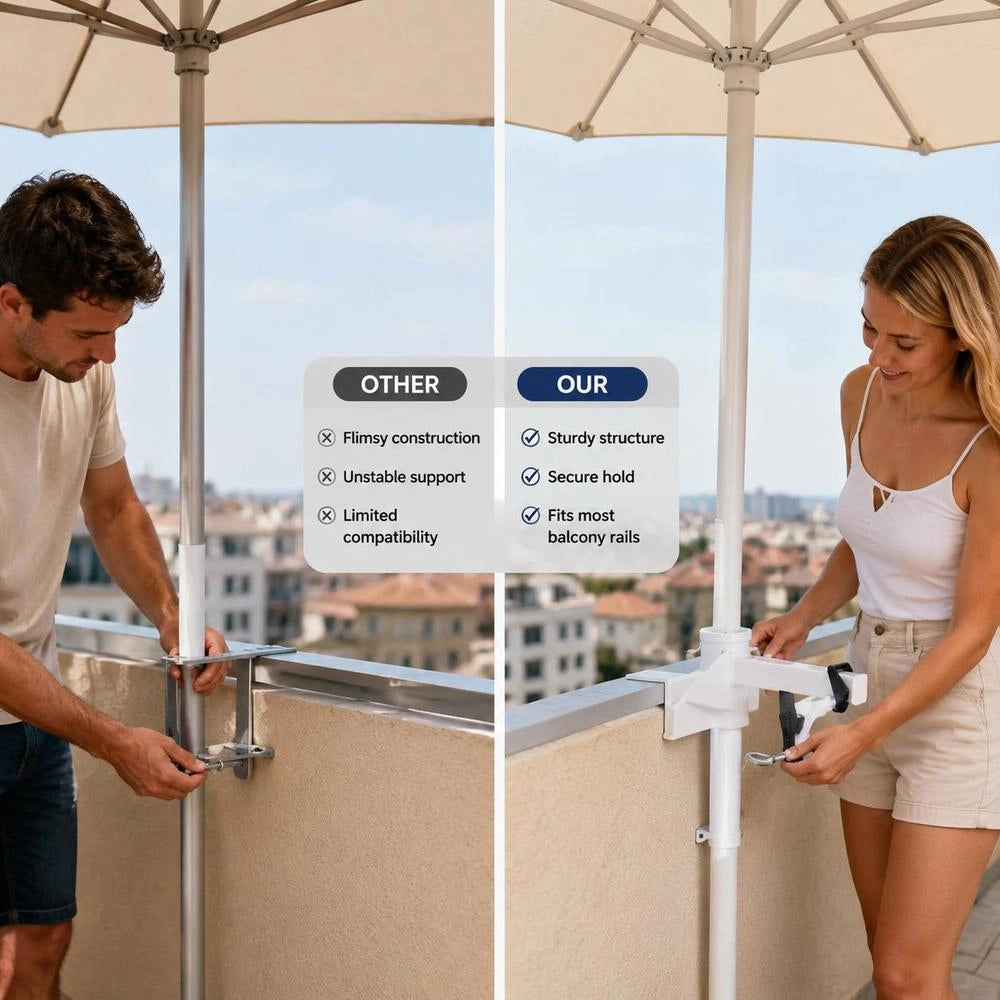 Parasol Holder For Balcony, White, 38 Mm Steel
