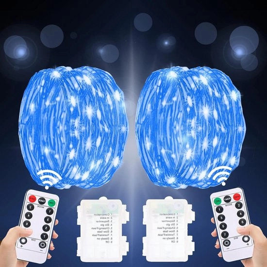 Decorazione di Natale a LED esterno con timer a batterie, 5M 50LED luce blu per albero di Natale, stanza dei bambini di Natale