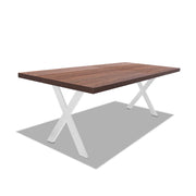 Tavolo da pranzo in legno e metallo con piedi a X bianchi - 220x100 cm