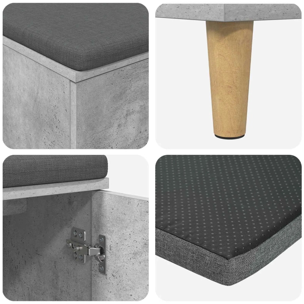 Panca per ingresso con cuscino Grigio Cemento 80 x 38 x 46 cm 891531