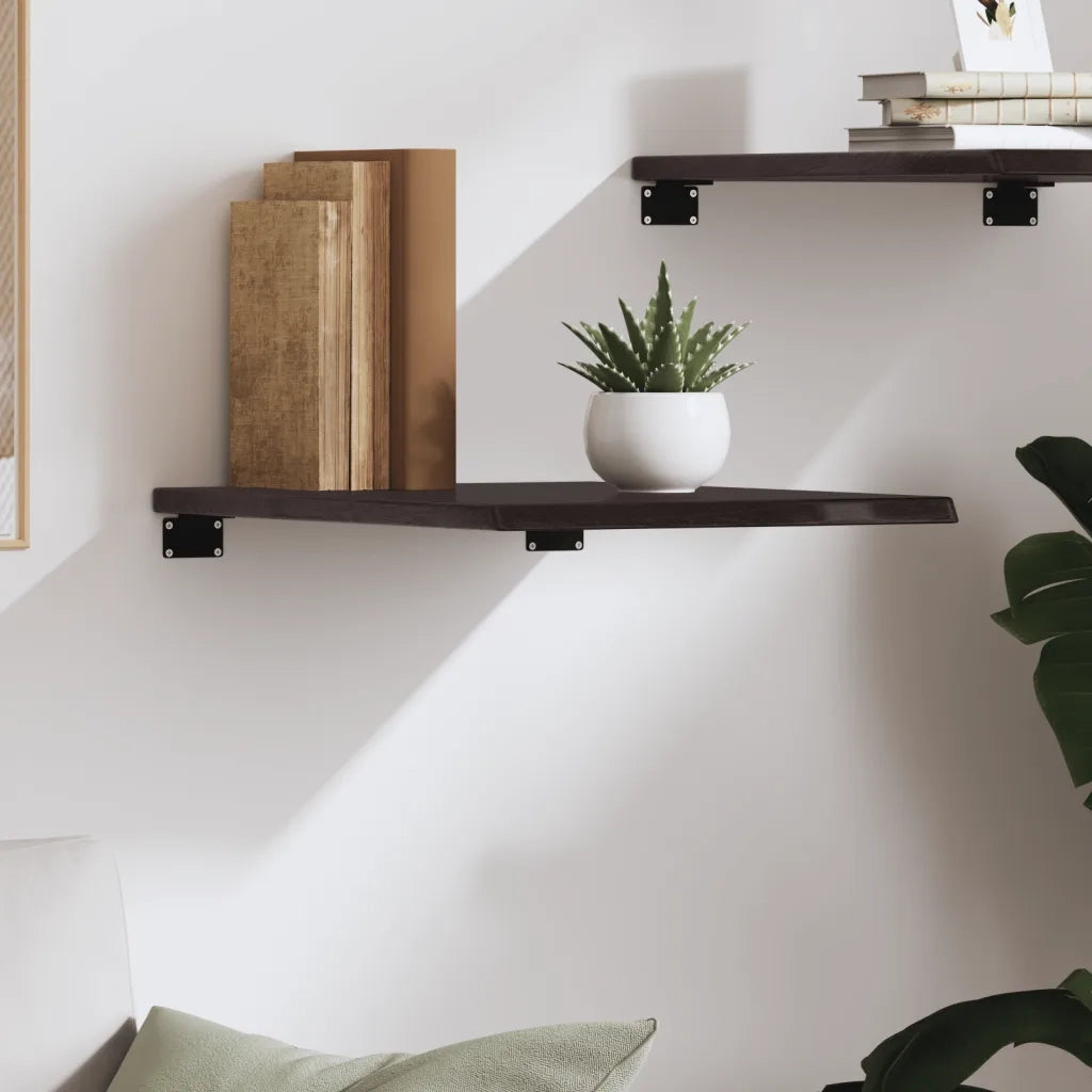 Ripiano Muro | Scaffale a Parete | Mensole Parete Marrone Scuro 40x60x2 cm Massello Rovere Trattato