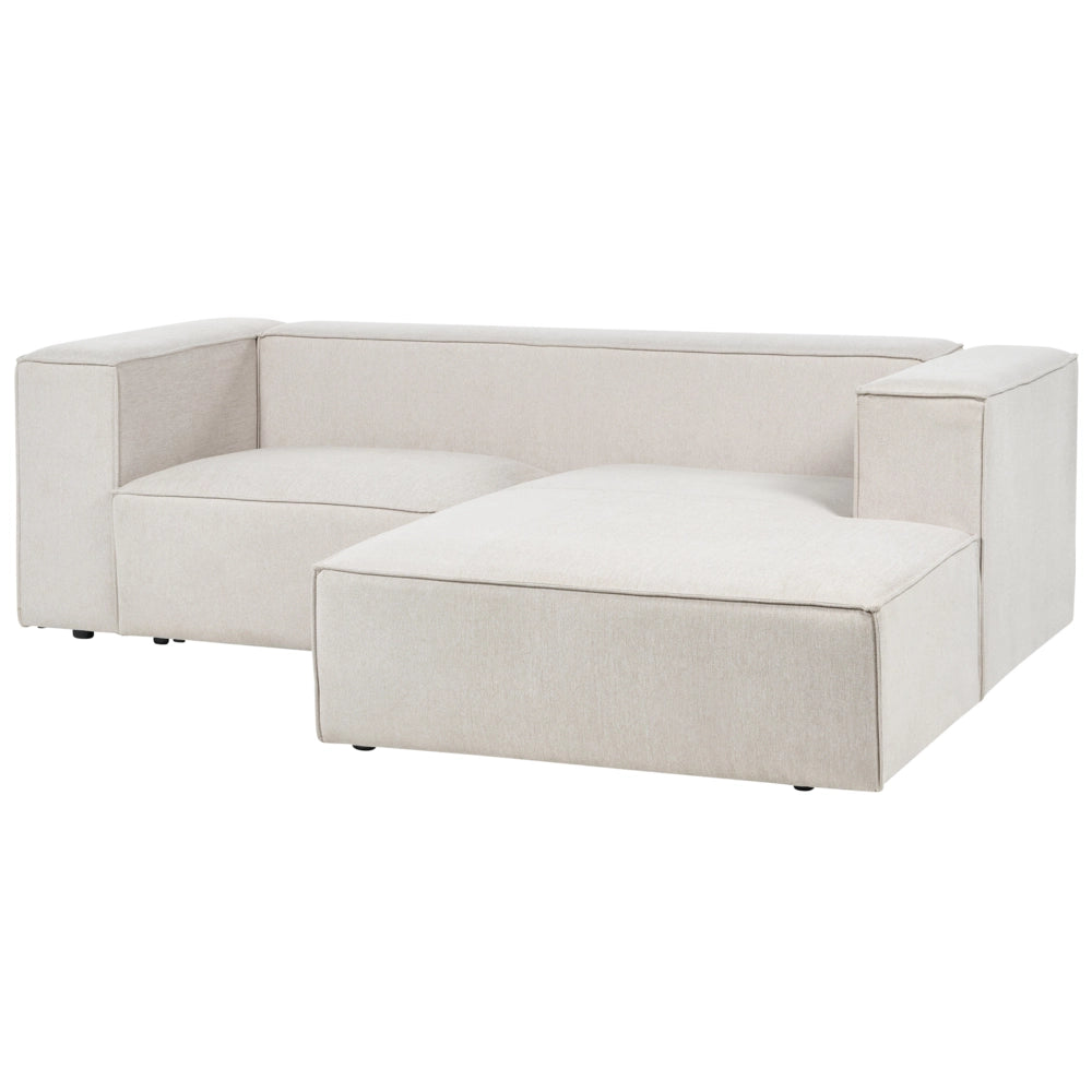 Divano angolare a 2 posti a sinistra in tessuto beige con braccioli imbottiti Stile minimalista