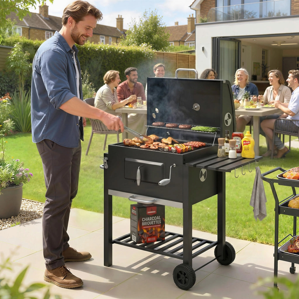 Barbecue Smoker per Giardino ¨C zephmum ¨C Grigio, Acciaio, 113x65x108 cm