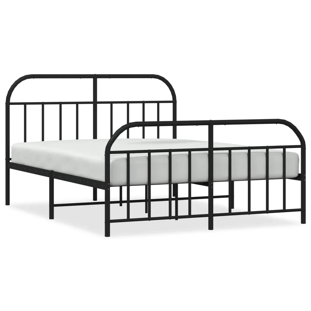 Giroletto con Testiera e Pediera-Struttura Letto Metallo Nero 140x190 cm 166090