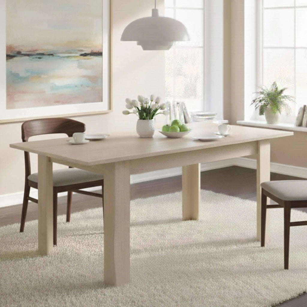 Tavolo allungabile Dencio, Consolle estensibile multiposizione, Tavolo da pranzo con allunga, 140/190x90h77 cm, Rovere
