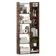 Libreria a 6 ripiani scaffale in legno con 2 kit anti-ribaltamento-Scaffale aperto per esposizione unit¨¤ Marrone