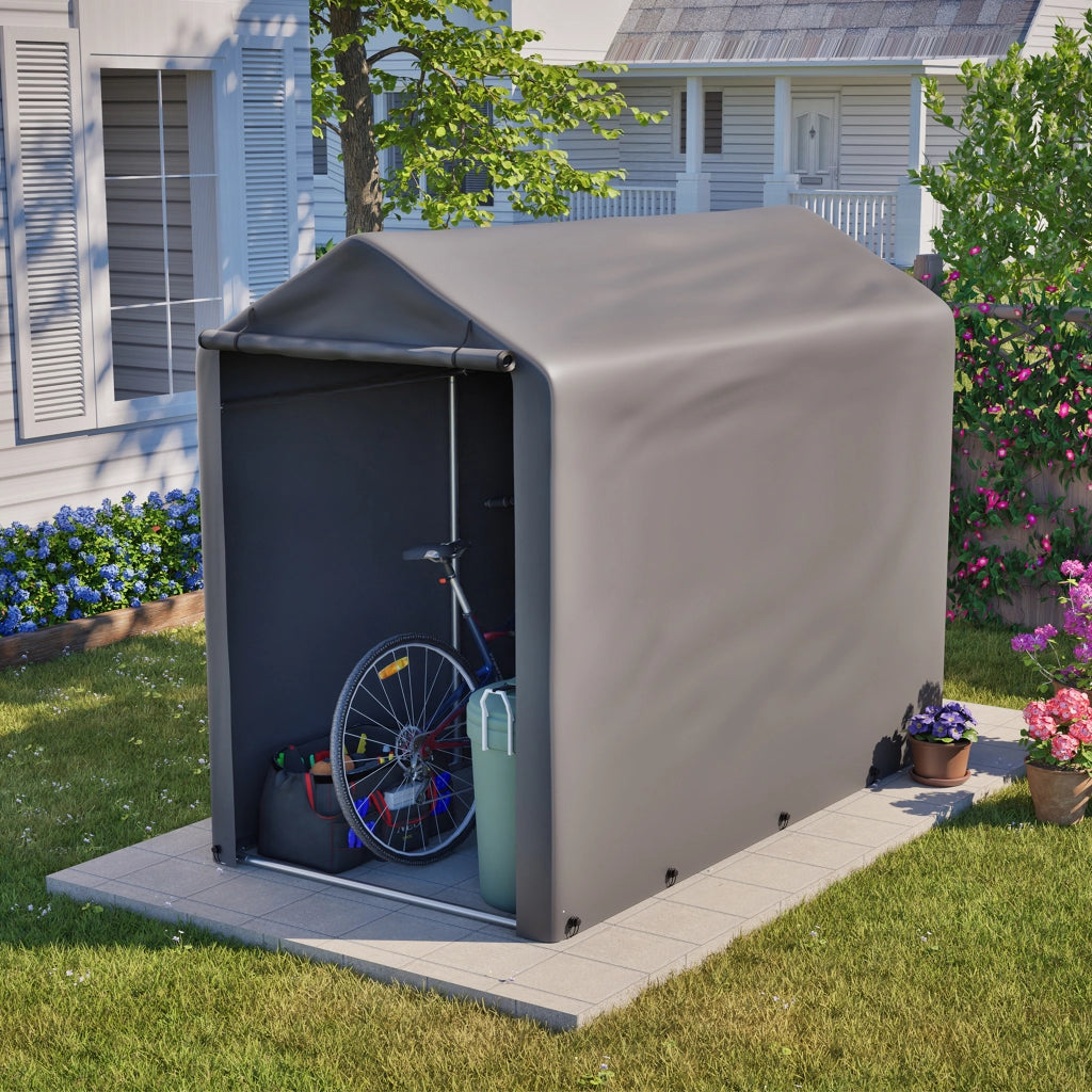 Tenda Garage per Biciclette 187x100x160 cm Grigio Scuro con Telo PE 170 g/m² e Telaio Zincato