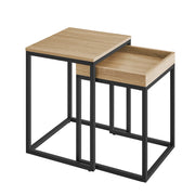 Tavolini da caffè Valora Set di 2 - Rovere Sonoma con struttura in acciaio nero