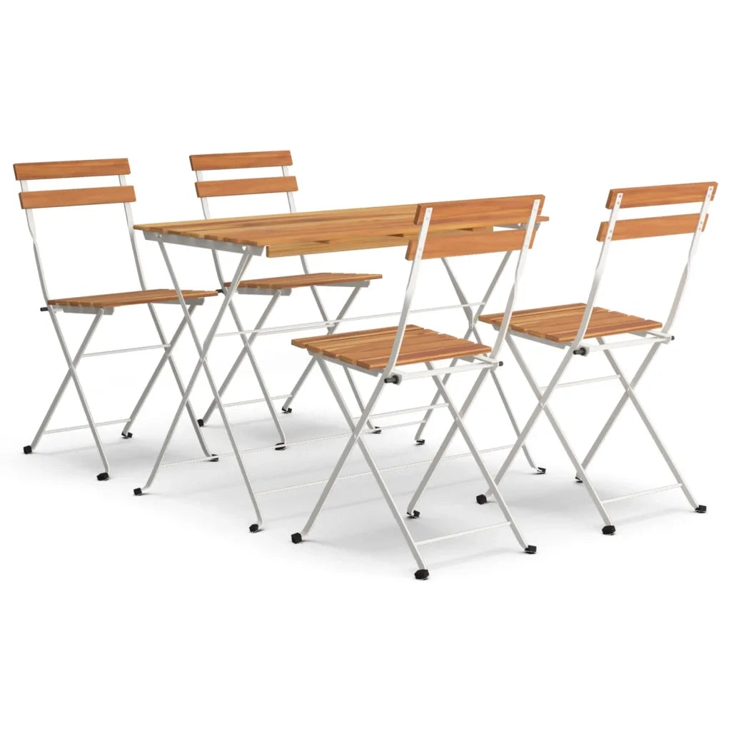Set Bistrò Pieghevole 5pz in Legno Massello di Acacia e Acciaio 3152100
