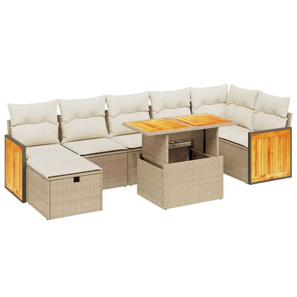 Set Divano da Giardino 8 pz con Cuscini Beige in Polyrattan 3276257