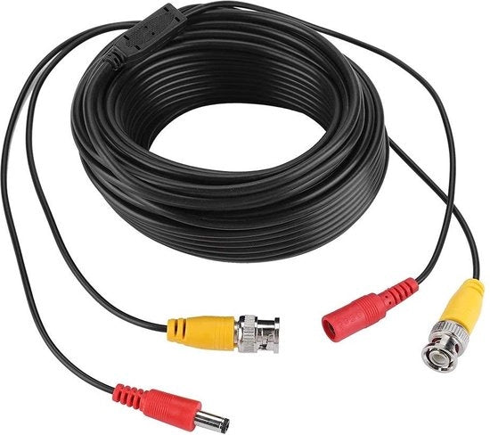 Cavo di alimentazione per sistema di monitoraggio DVR di sorveglianza CCTV - Connessione BNC - Connessione DC 2.1mm - 20M.
