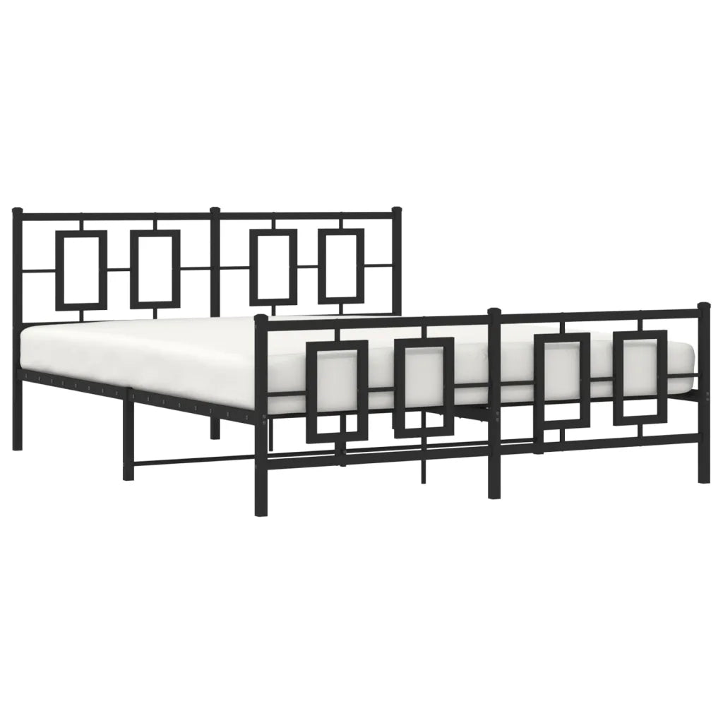 Giroletto con Testiera e Pediera Metallo Nero 150x200 cm 374261