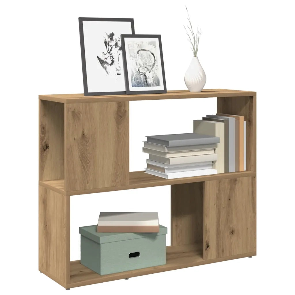 Libreria Divisorio-Scaffale per Libri-Mobile di Stoccaggio Rovere Artigianale 80x24x63 cm