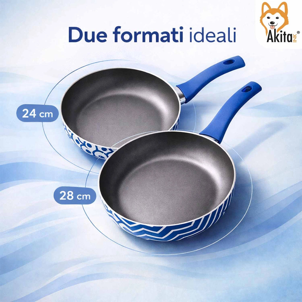 Akitaink Bis Padelle 24 28 cm Blu Decorate Linea Onde