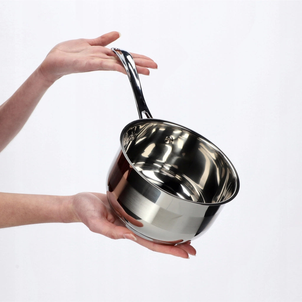 Pentola KADAX in acciaio inox, 1,8 L, con manico, adatta a piani cottura a gas e a induzione.
