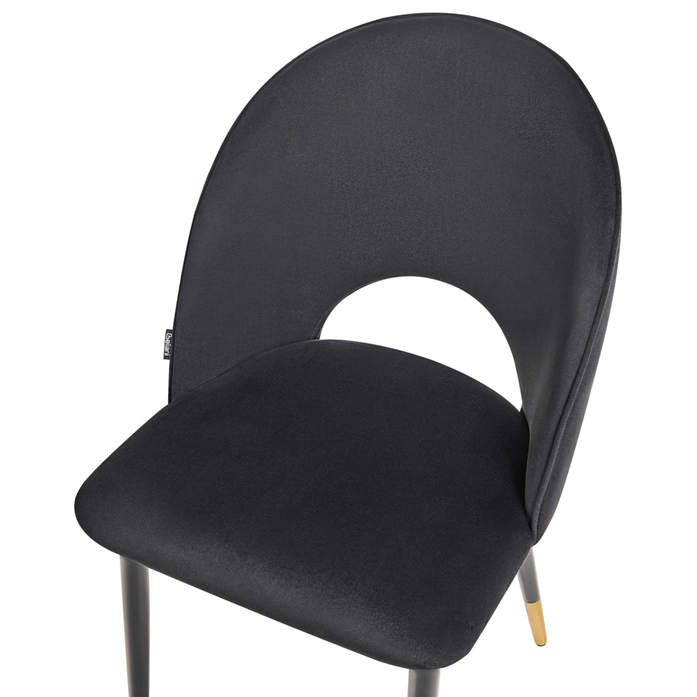Set di 2 sedie da pranzo rivestimento in velluto Nero gambe nere glamour retrò