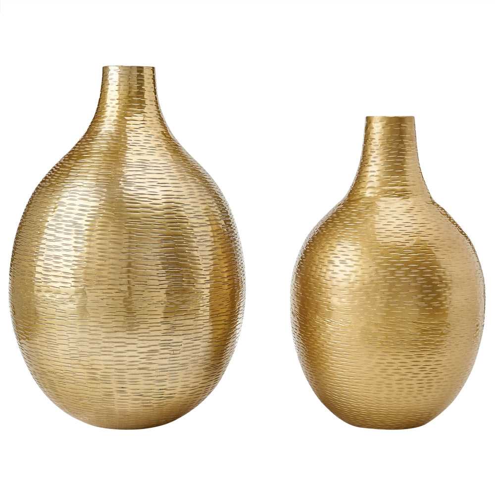 Set di 2 vasi da fiori in alluminio dorato decorativo fatto a mano vaso moderno per interni