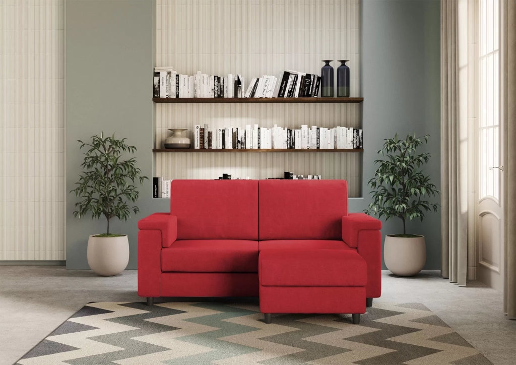 Divano marrak 2 posti (due sedute da 60cm) + pouf misure esterne l.148 p.155 | rosso - Mobili 2G