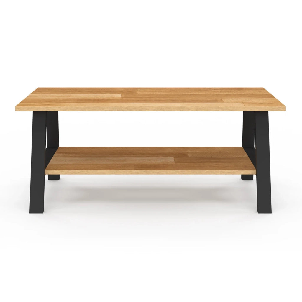 IDMarket - Tavolino rettangolare MADELEINE 100 cm doppio piano legno e nero
