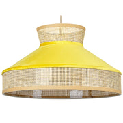 Lampadario lampada a sospensione in rattan giallo naturale con paralume in velluto boho illuminazione