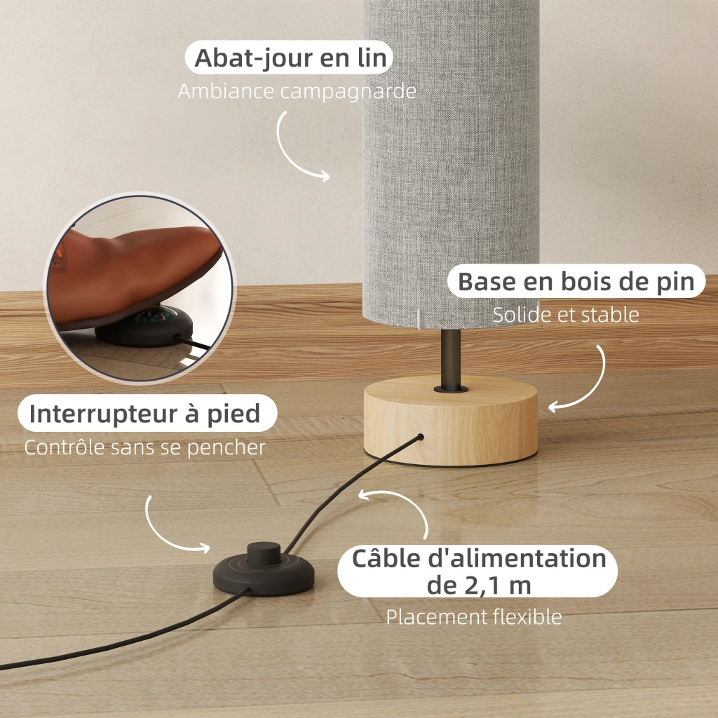 Lampada da terra per soggiorno con paralume in lino ¨C zephmum ¨C grigio 120 cm