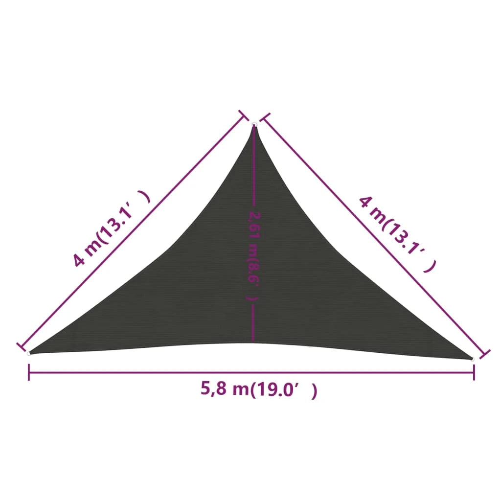 Vela ombreggiante/ombrellone 160 g/m² HDPE 4 x 4 x 5,8 m antracite 02_0008934