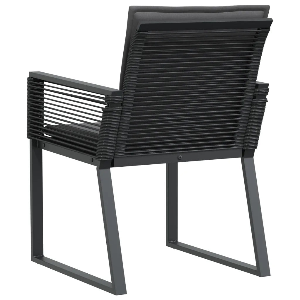 Sedie da Giardino con Cuscini 4 pz | Sedie da Esterno Nere in Polyrattan