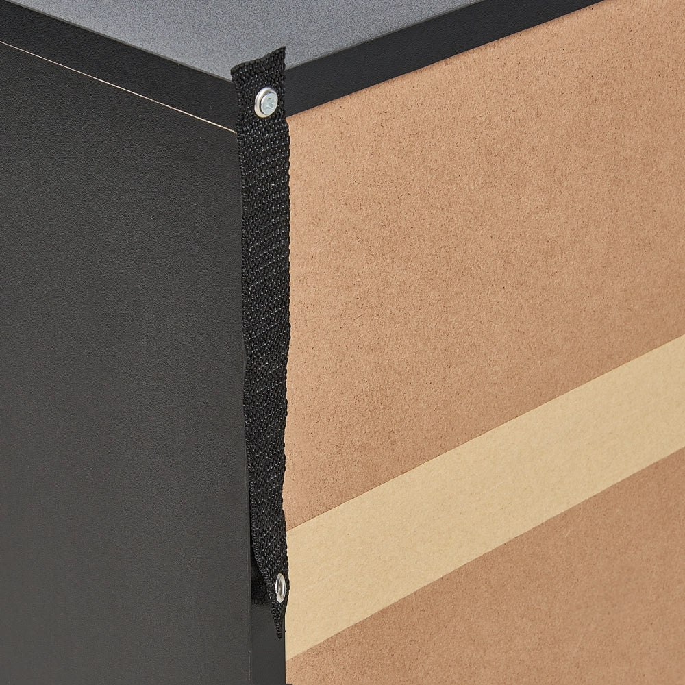 Comodino a 2 cassetti Legno di manifattura nero con cassetti frontali in rattan Comodino con gambe in legno di gomma nero Camera da letto in stile Boho
